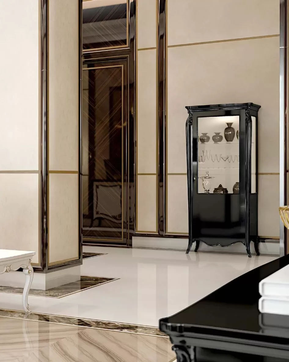 Opera Shaped Silver Cabinet, Flat Doors, 1 Door, Francesco Pasi classic dining room