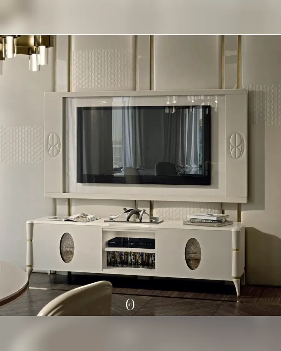 Ellipse TV Base with Marble Ovals by Francesco Pasi, tv stand made in italy