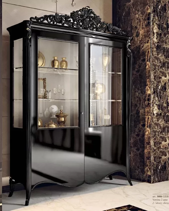 Opera Shaped Silver Cabinet, Flat Doors, 2 Doors by Francesco Pasi, Opera classic furniture