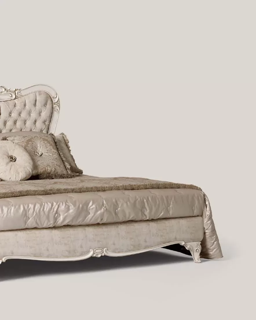 Opera Carved Bed with Capitonne Headboard, 180x200 cm by Francesco Pasi, Italian designer bed