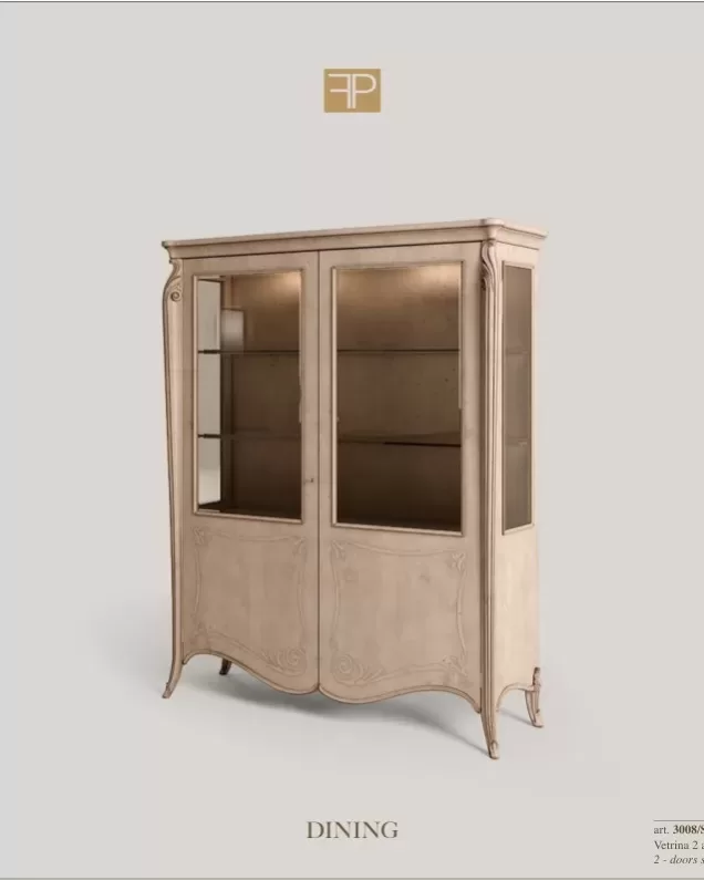 Opera Shaped Silver Cabinet, Carved B Decoration, 2 Doors by Francesco Pasi, dining room furniture