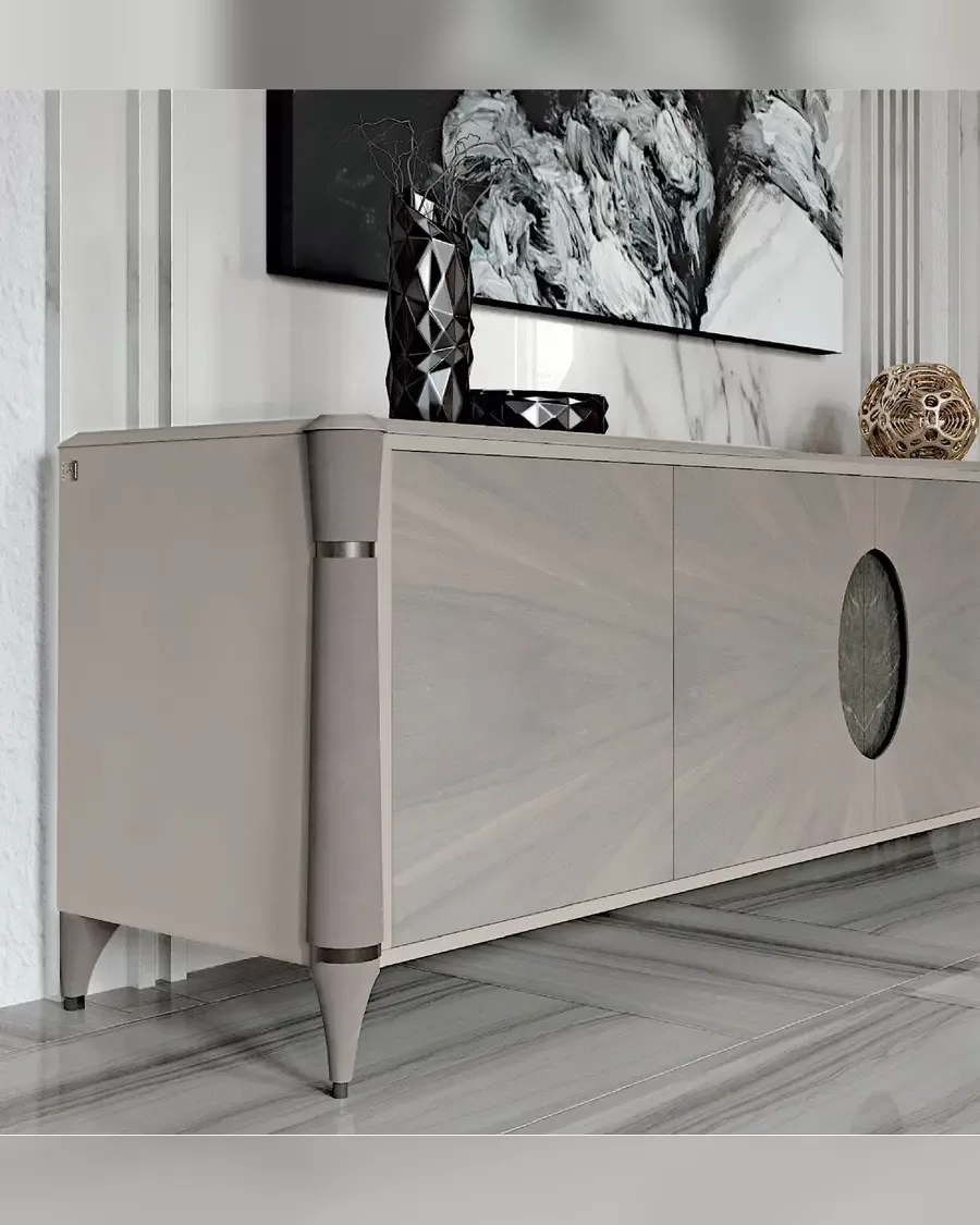 Ellipse Sideboard with Marble Oval by Francesco Pasi, lacquered dining room furniture