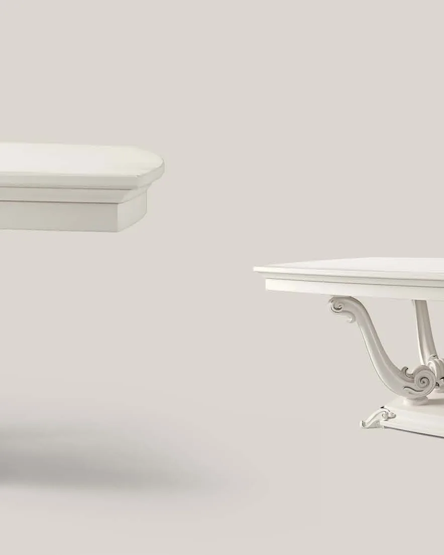 Opera Carved Barrel-Top Table with Two 50 cm Leaves, closed 220 cm by Francesco Pasi, piece for an elegant dining room