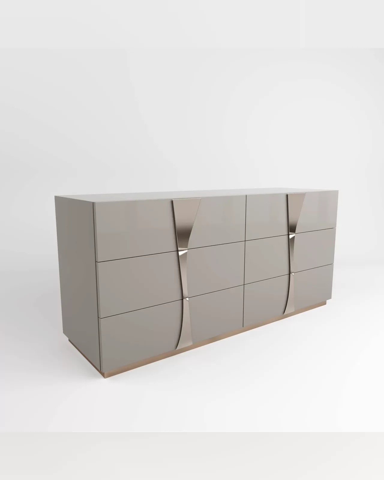Krypton Dresser, long dresser 160 cm wide with a lacquered top