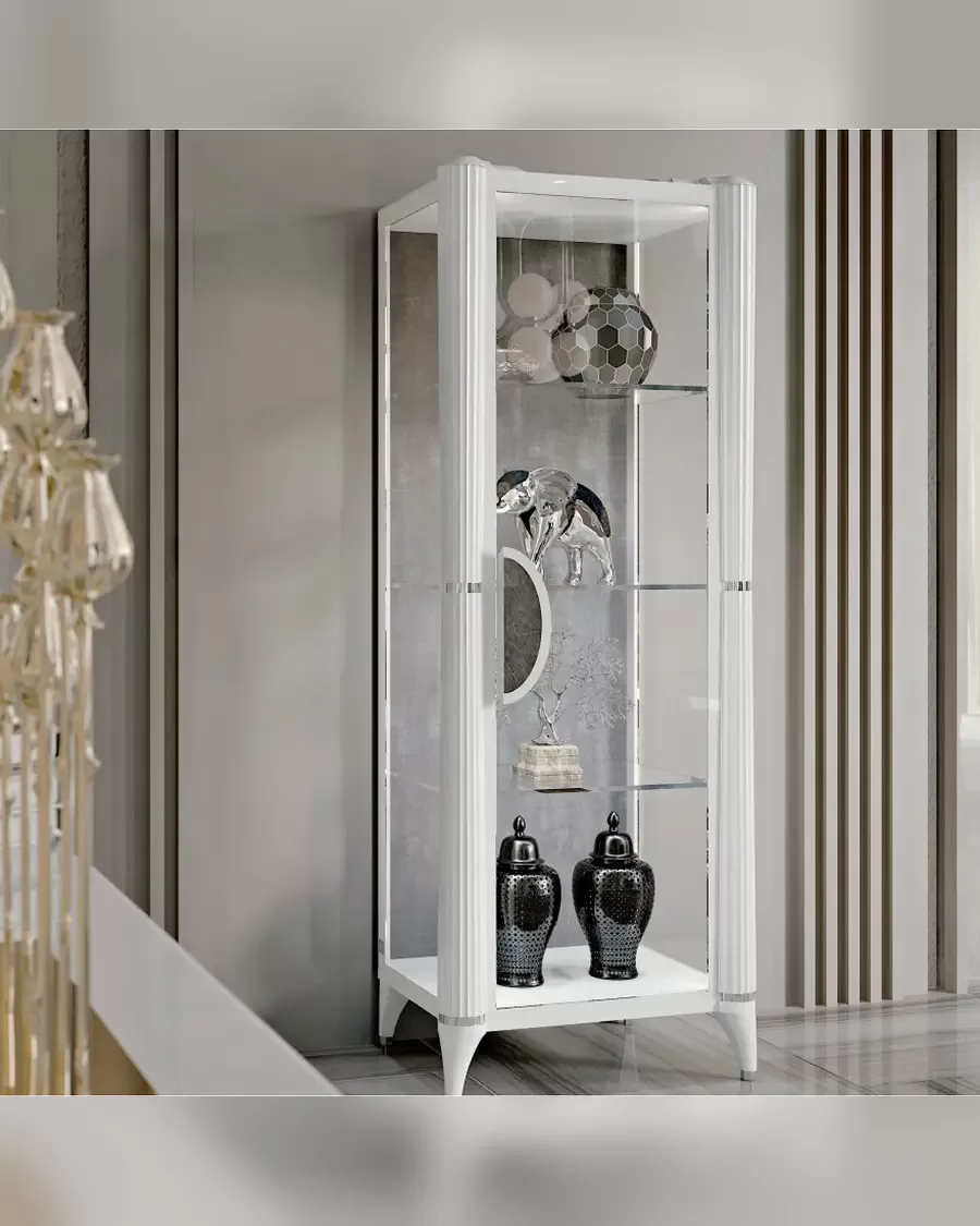 Ellipse One-Door Glass Cabinet by Francesco Pasi, luxury living room furniture