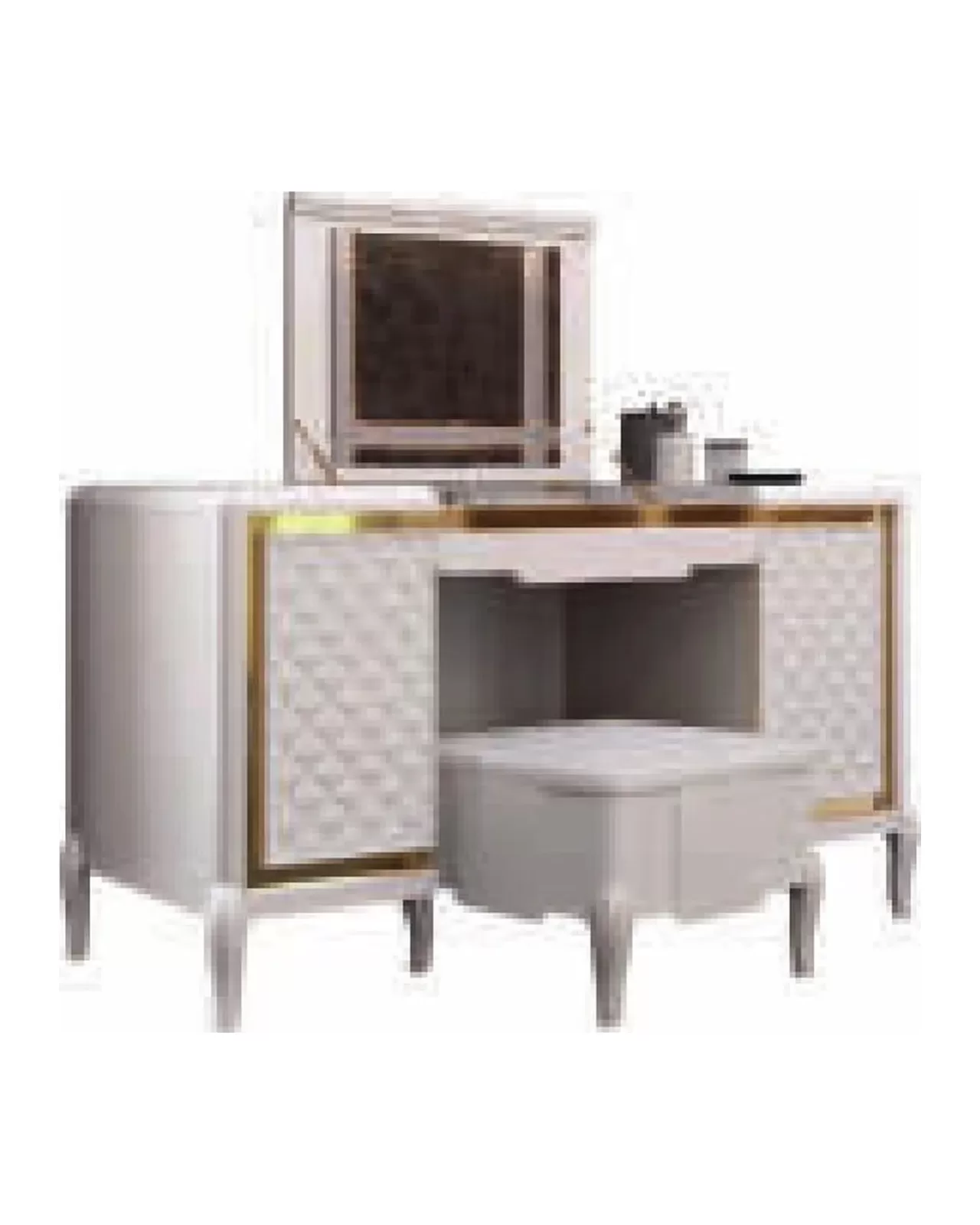 Ocean Vanity Table, Hand-quilted rhombus-pattern facade by Francesco Pasi, Ocean vanity table