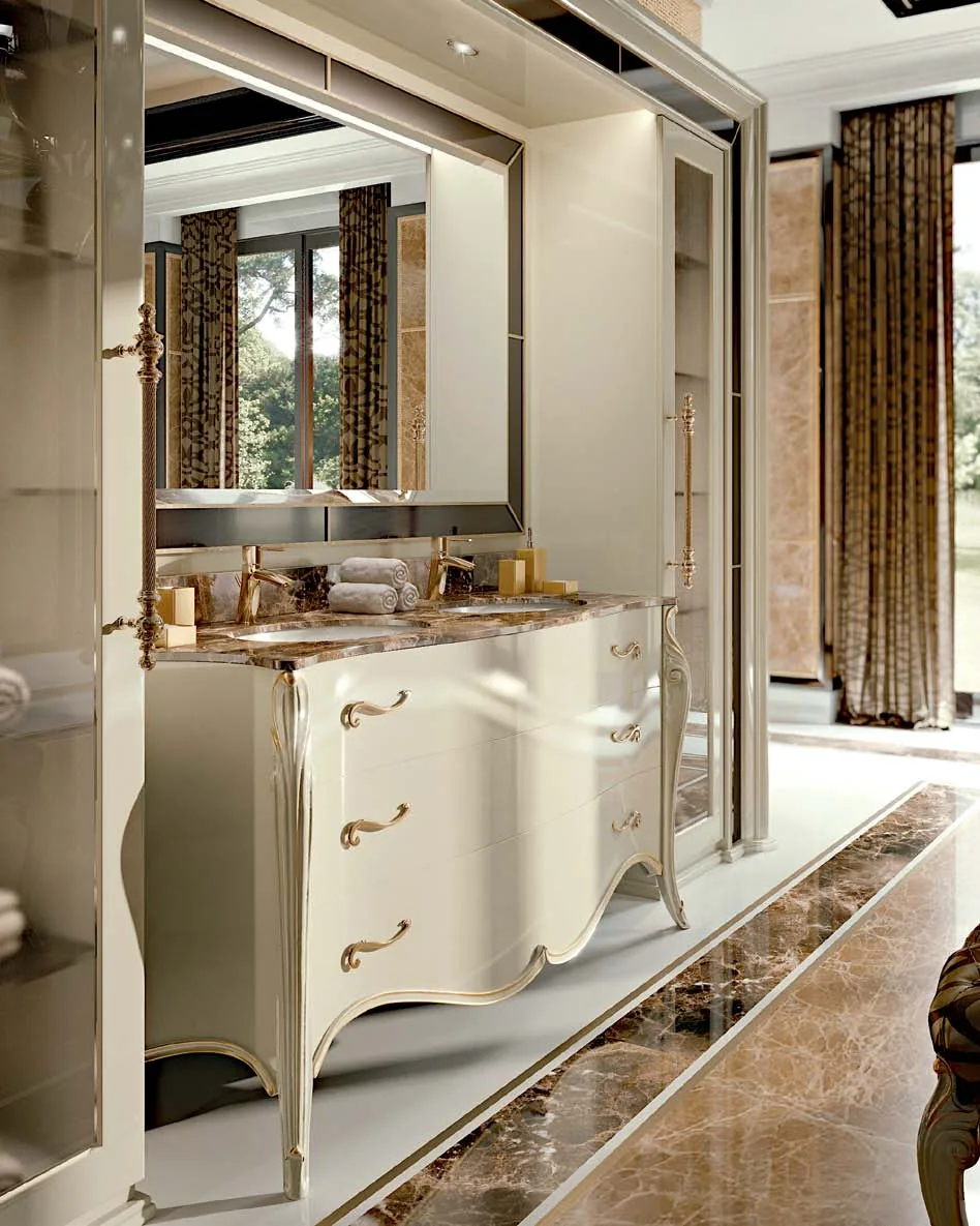Opera Double Bathroom Cabinet by Francesco Pasi, Opera sideboard carved by hand