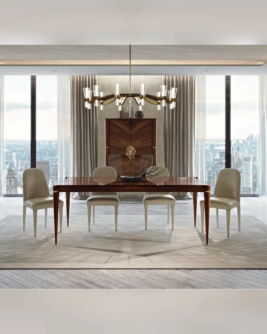 Ellipse Extendable Dining Table by Francesco Pasi, dining table beside a credenza