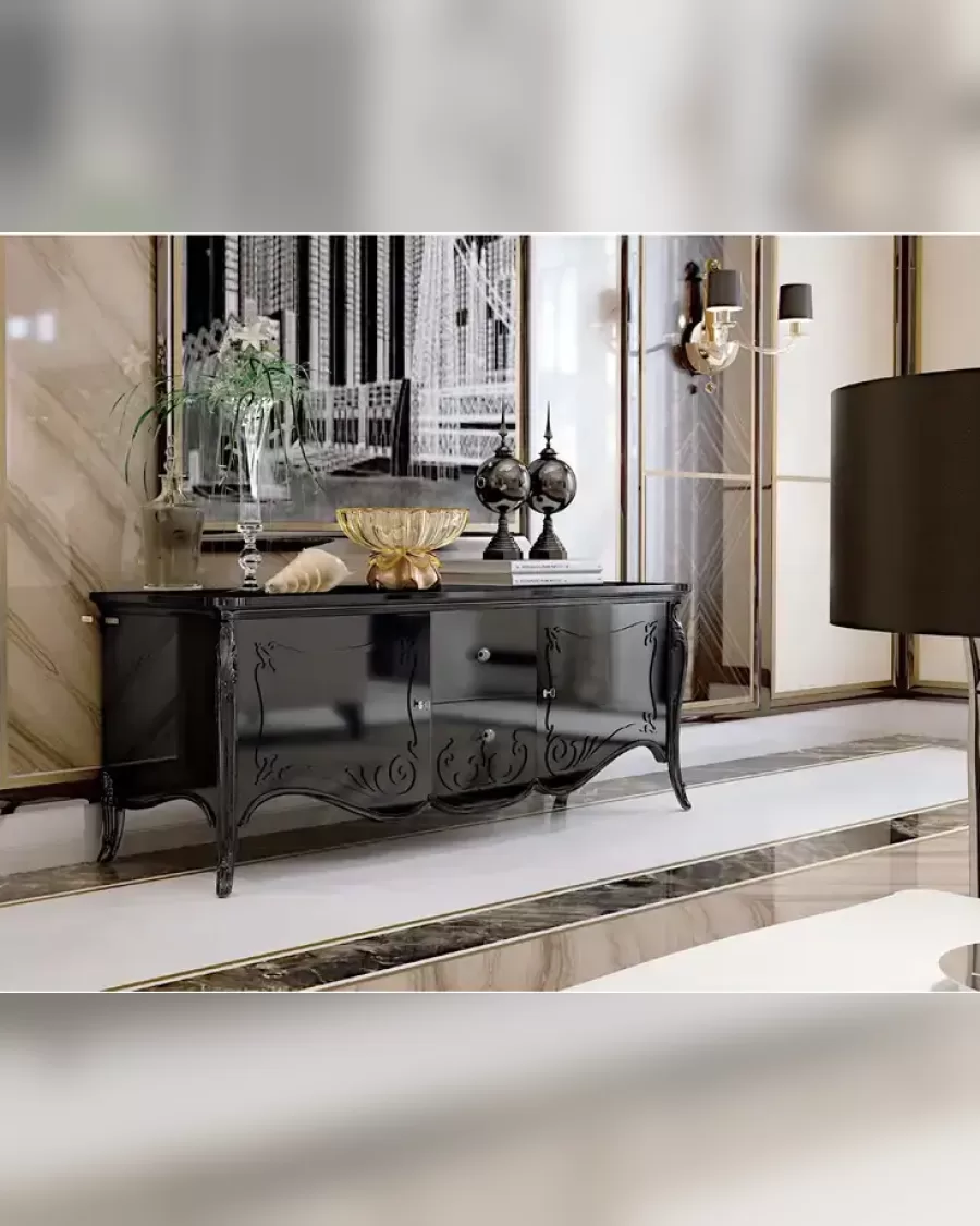 Opera TV Stand 3031 by Francesco Pasi, TV unit beside a living room sideboard
