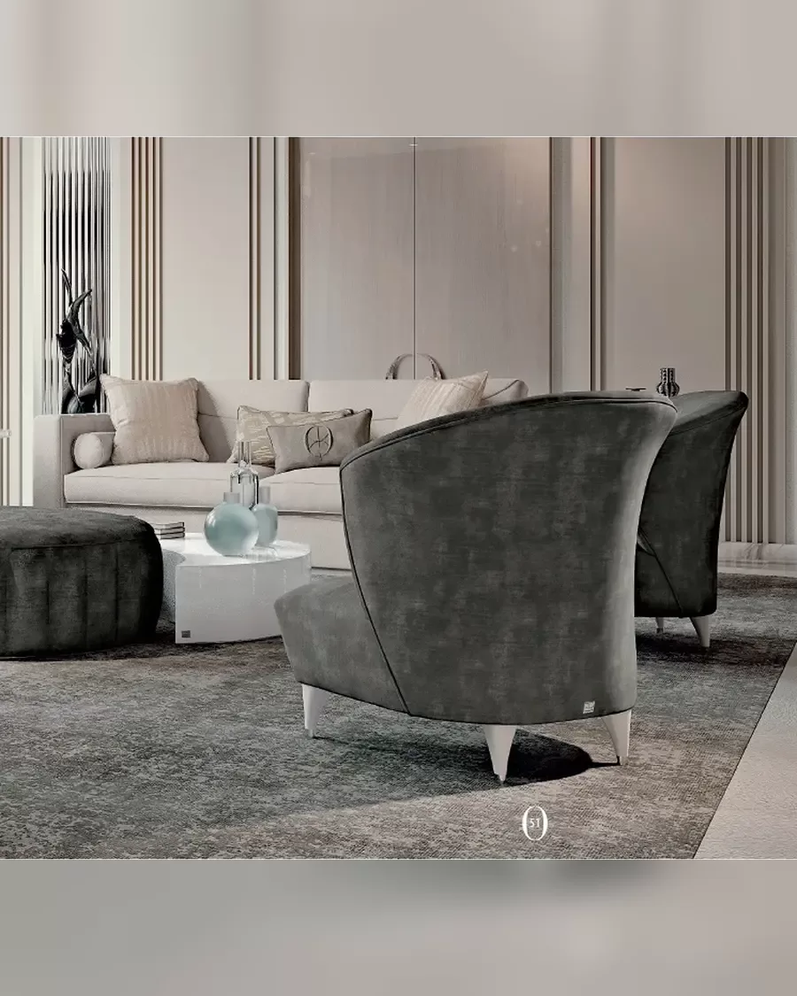 Ellipse Sofa with Straight Arms by Francesco Pasi, Italian sofa facing a TV unit