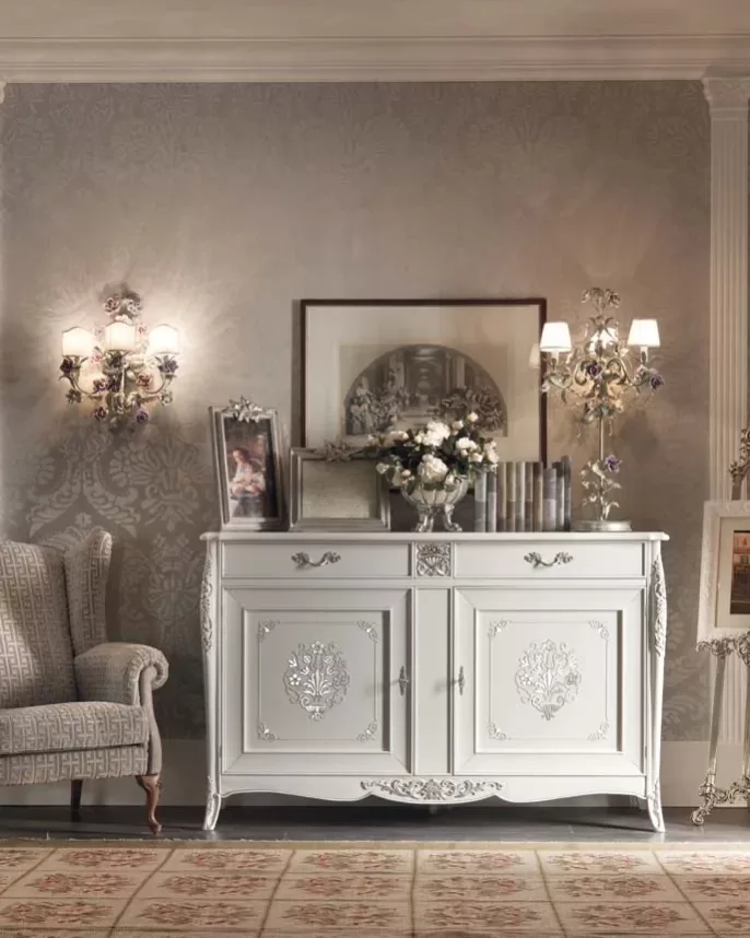 Gran Guardia Sideboard, 2 Doors by Francesco Pasi, Italian sideboard below a mirror