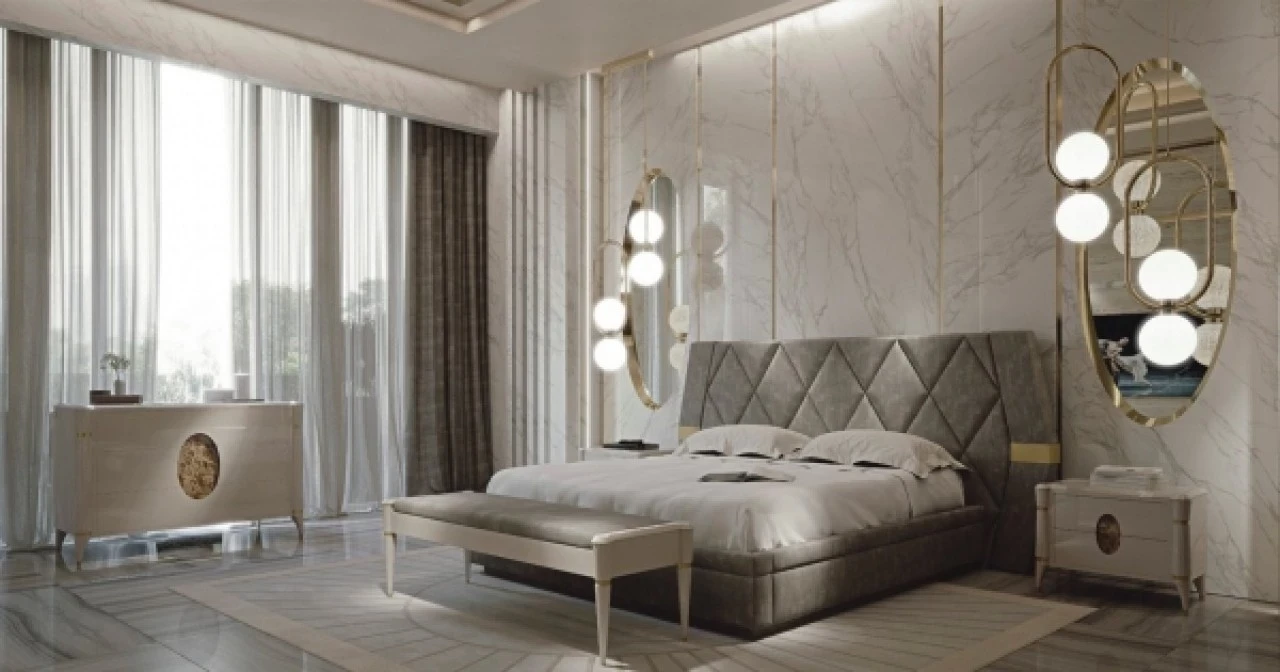 Ellipse Upholstered Bed, image 2 of 8, Italian furniture set