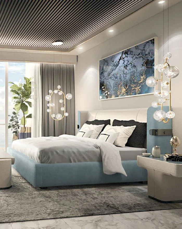 Mi bed by Longhi, luxury upholstered bed
