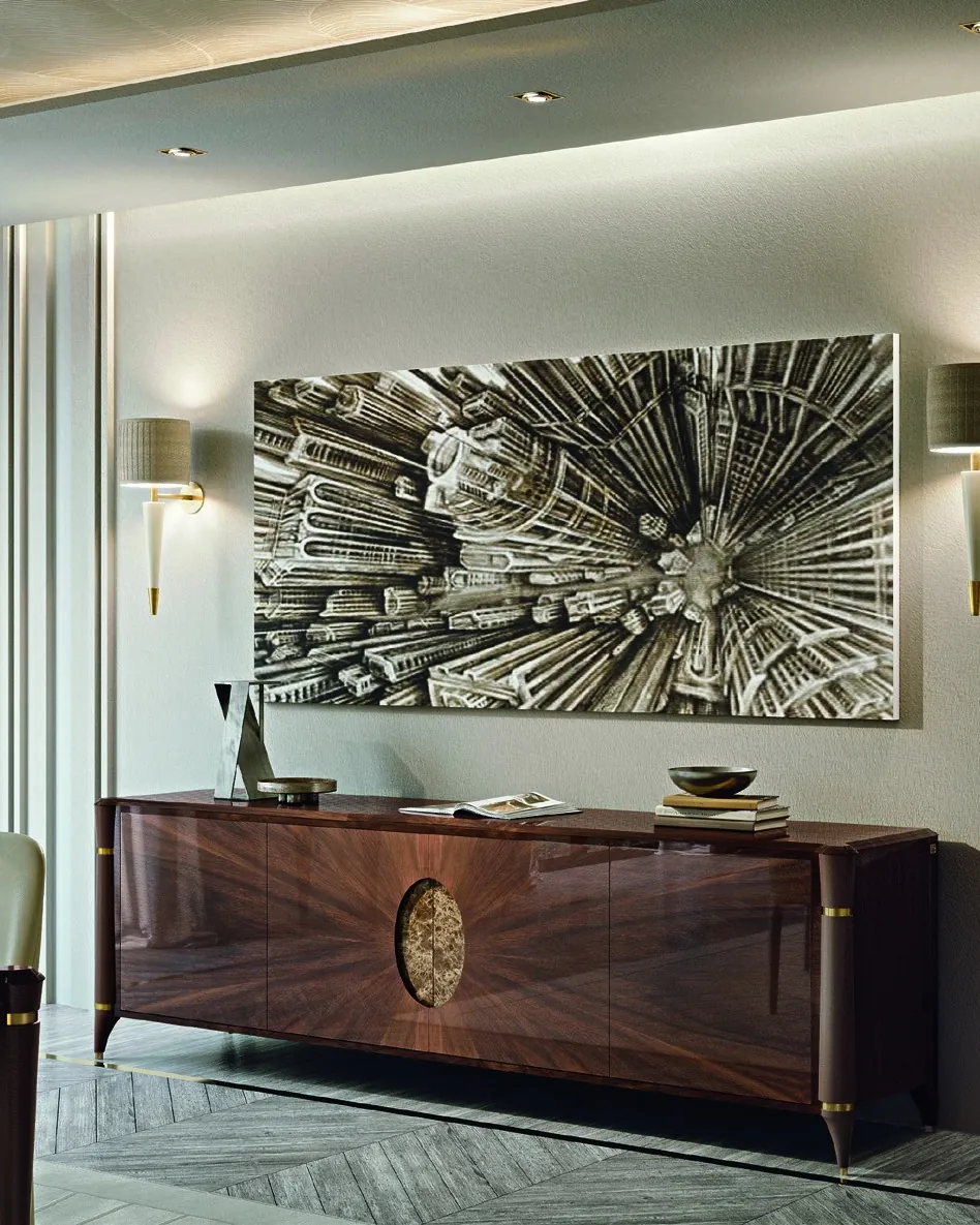 Ellipse Sideboard with Marble Oval, Francesco Pasi Italian furniture for the dining room