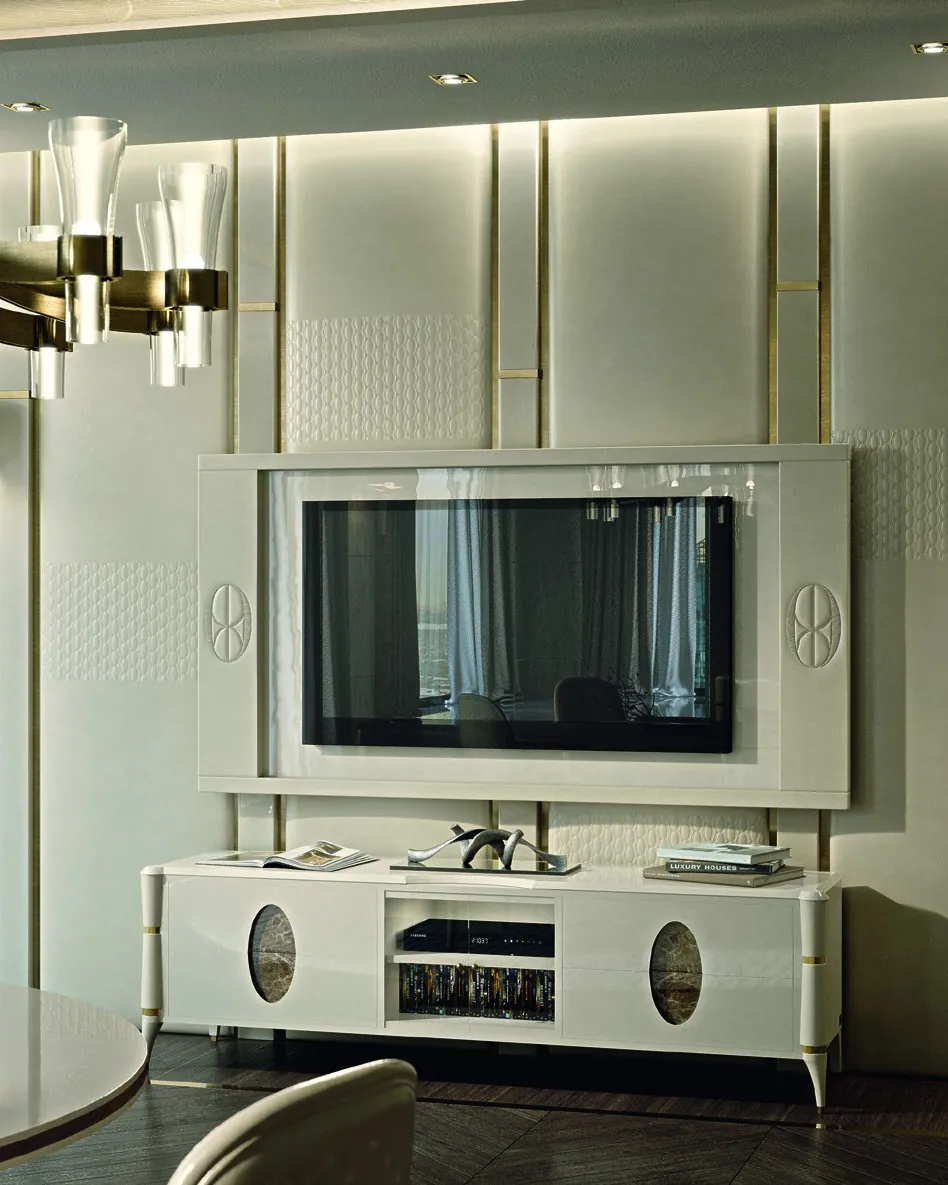 Ellipse Leather TV Wall Panel, Francesco Pasi Italian furniture for the living room