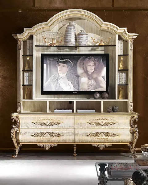 Aida TV wall unit by Cappelletti, TV unit for living room, made to order in Italy
