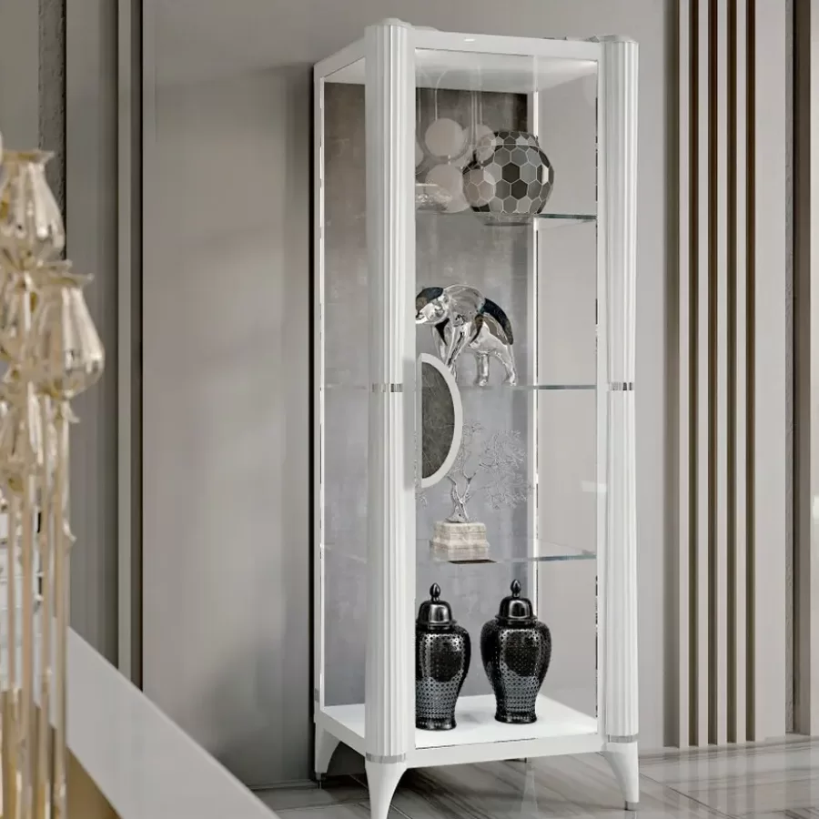Ellipse One-Door Glass Cabinet by Francesco Pasi, dining room set, 73 cm wide