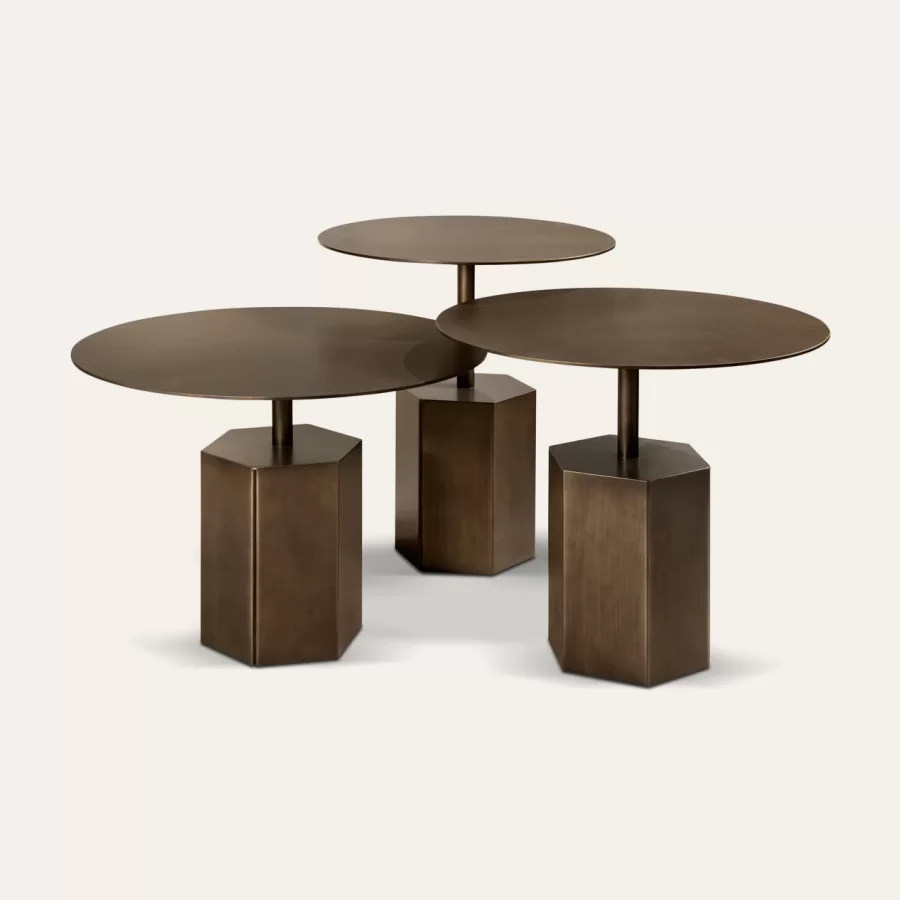 Esagono Coffee and Side Tables by Cantori, end table, made to order in Italy