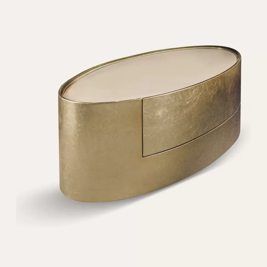 Mirage Elliptical Bedside Table by Cantori, luxury bedroom furniture