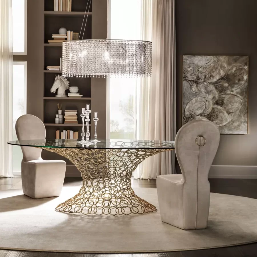 Mondrian Art Form Dining Table by Cantori, dining table and chairs, 140 to 220 cm wide