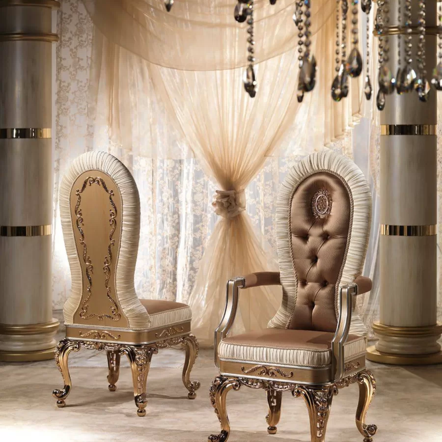 Royal Wooden Dining Chair N25015 by Cappelletti, luxury dining room furniture, 56 to 62 cm wide
