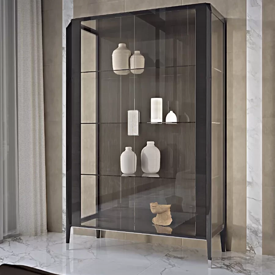 Icon Glass Cabinet, 2 Doors, with LED Lights by Francesco Pasi, dining room set, 124 cm wide