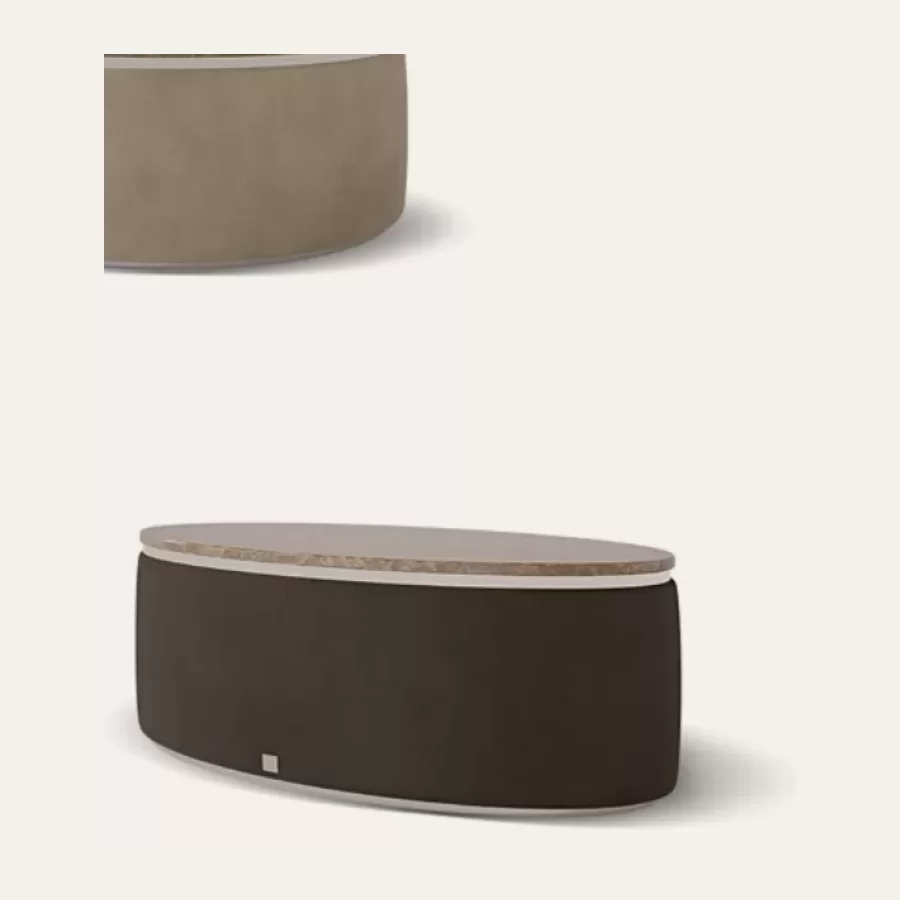 Icon Upholstered Oval Coffee Table by Francesco Pasi, wooden living room furniture, 130 cm wide