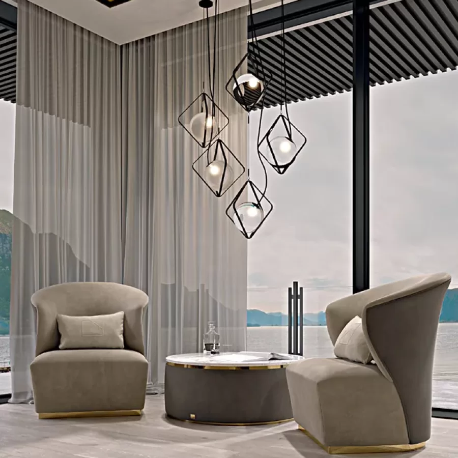Icon Upholstered Round Coffee Table by Francesco Pasi, living room furniture, made to order in Italy