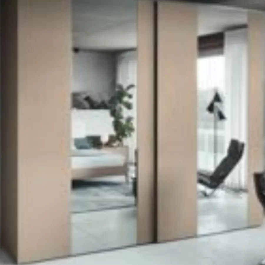 Musa wardrobe 286 cm wide with vertical mirror doors, modern bedroom furniture set