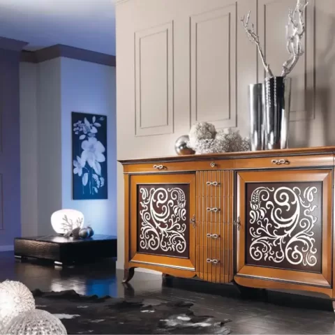 New Deco Sideboard with Silver Leaf Panels