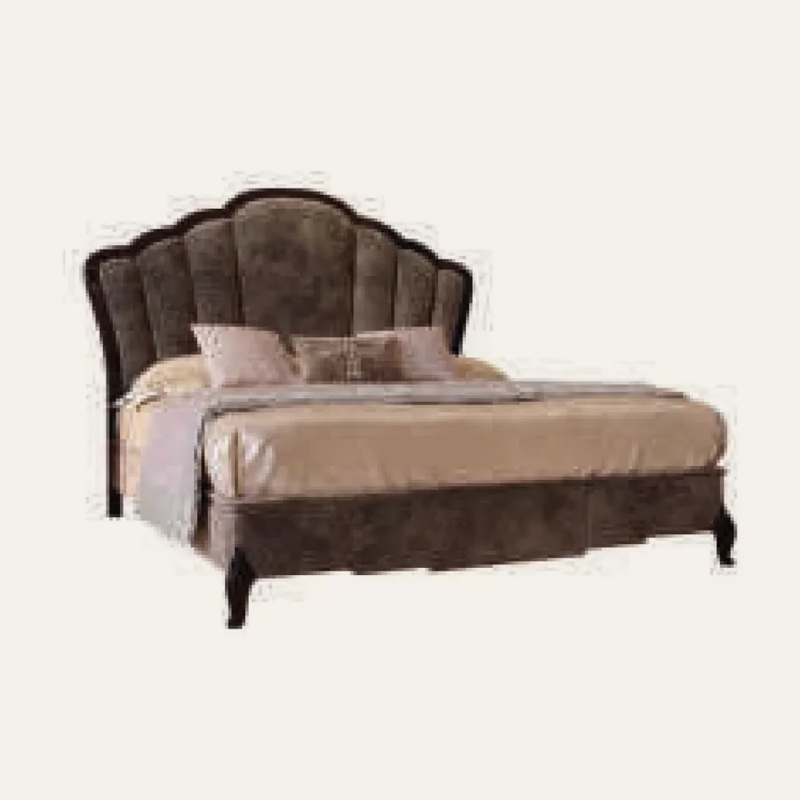 Ocean Shell-shaped Bed, Upholstered Frame, Hand-carved legs by Francesco Pasi, luxury bedroom furniture