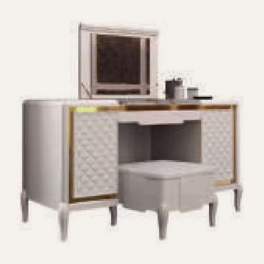 Ocean Vanity Table, Hand-quilted rhombus-pattern facade by Francesco Pasi, Italian bedroom furniture
