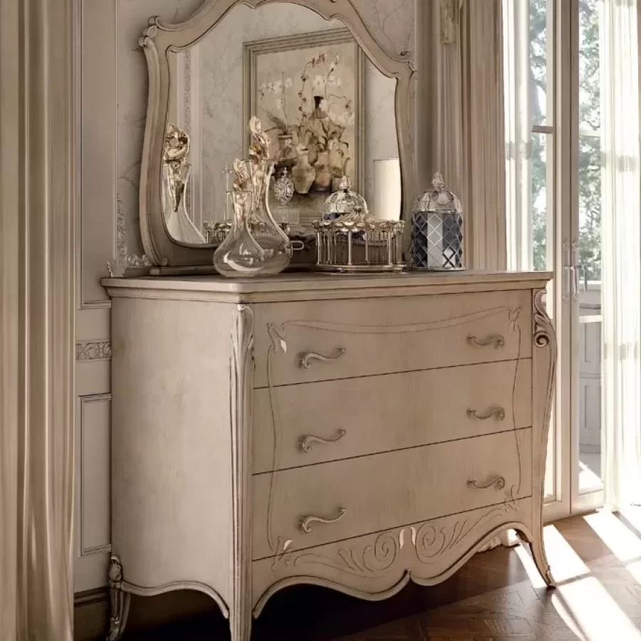Opera chest with carved B decoration, Luxury Dressers