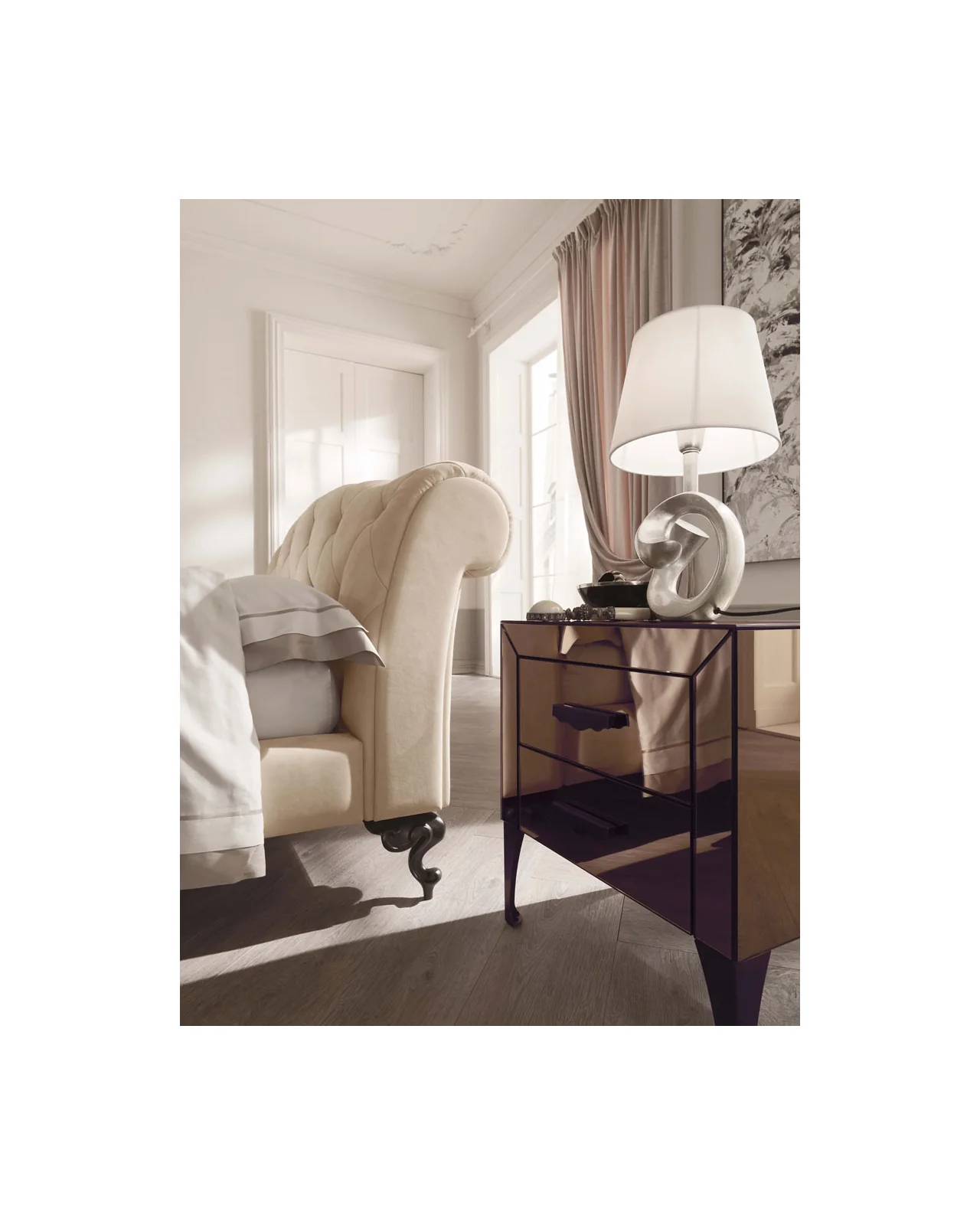 Adone bedside table by Cantori, in an interior setting, photo 2 of 3