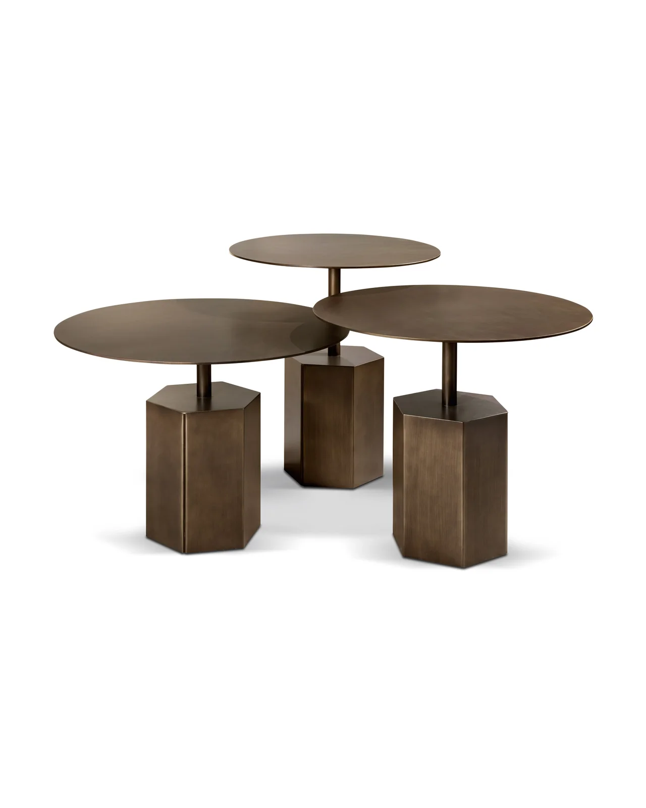 Esagono coffee and side tables by Cantori, studio view, photo 1 of 4