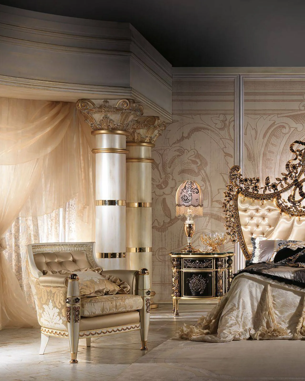 Royal Bedside Table RY002, Cappelletti Royal collection, classic Italian bedside table in a classic bedroom setting, photo 5 of 5