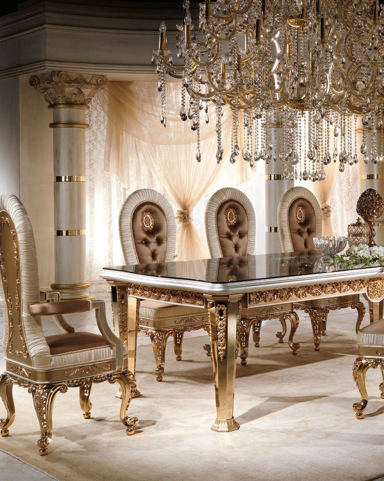 Royal Dining Chair RY015, Cappelletti Royal collection, classic Italian dining chair in a classic dining room setting, photo 2 of 4