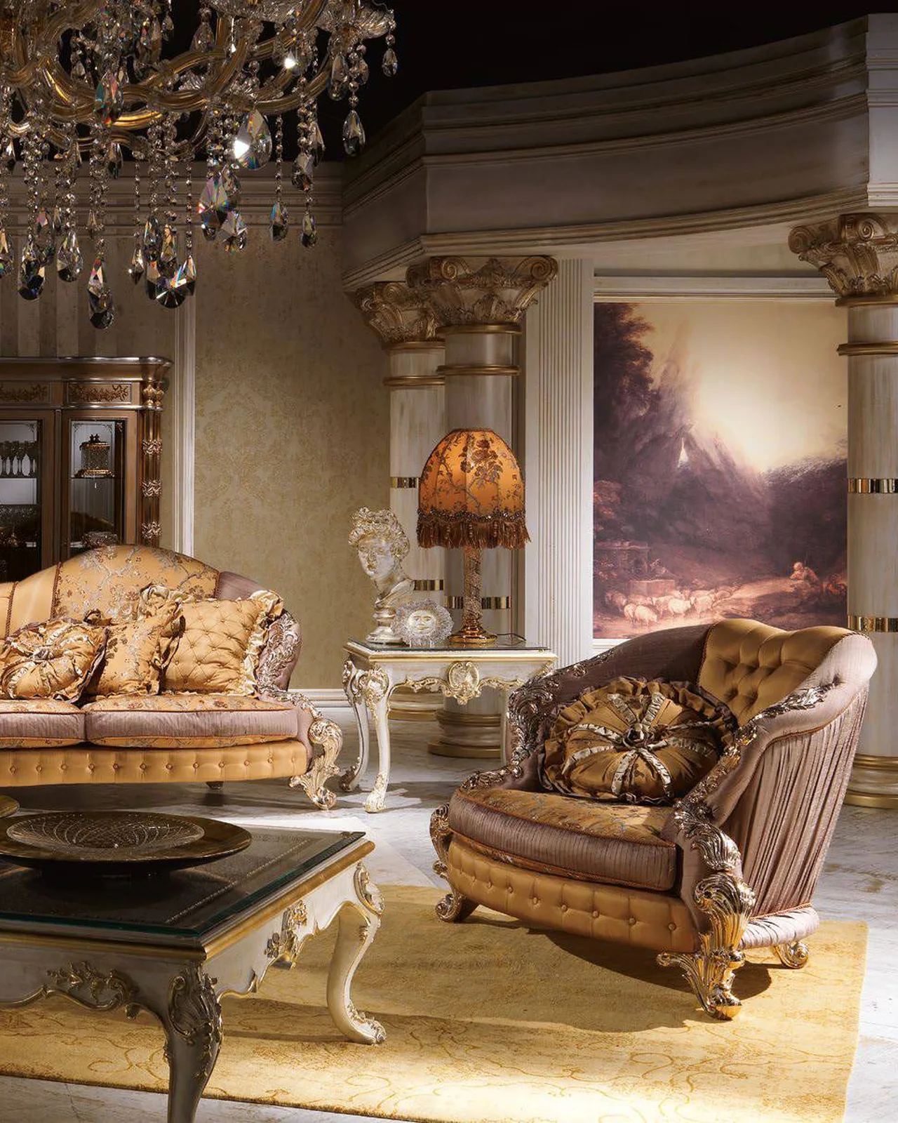 Royal Three-Seater Sofa RY173, Cappelletti Royal collection, classic Italian sofa in a classic living room setting, photo 1 of 2