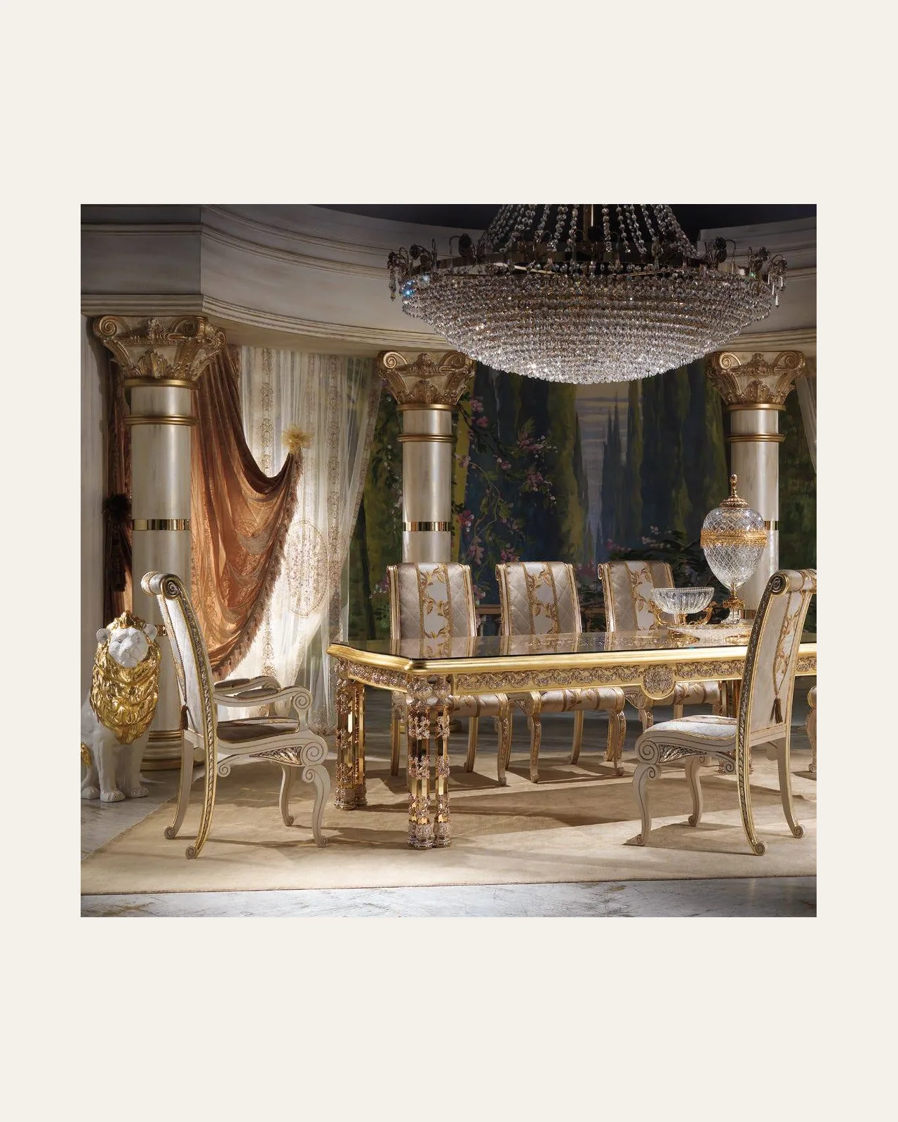 Royal Wooden Dining Chair N25015, Cappelletti Royal collection, classic Italian dining chair in a classic dining room setting, photo 4 of 4