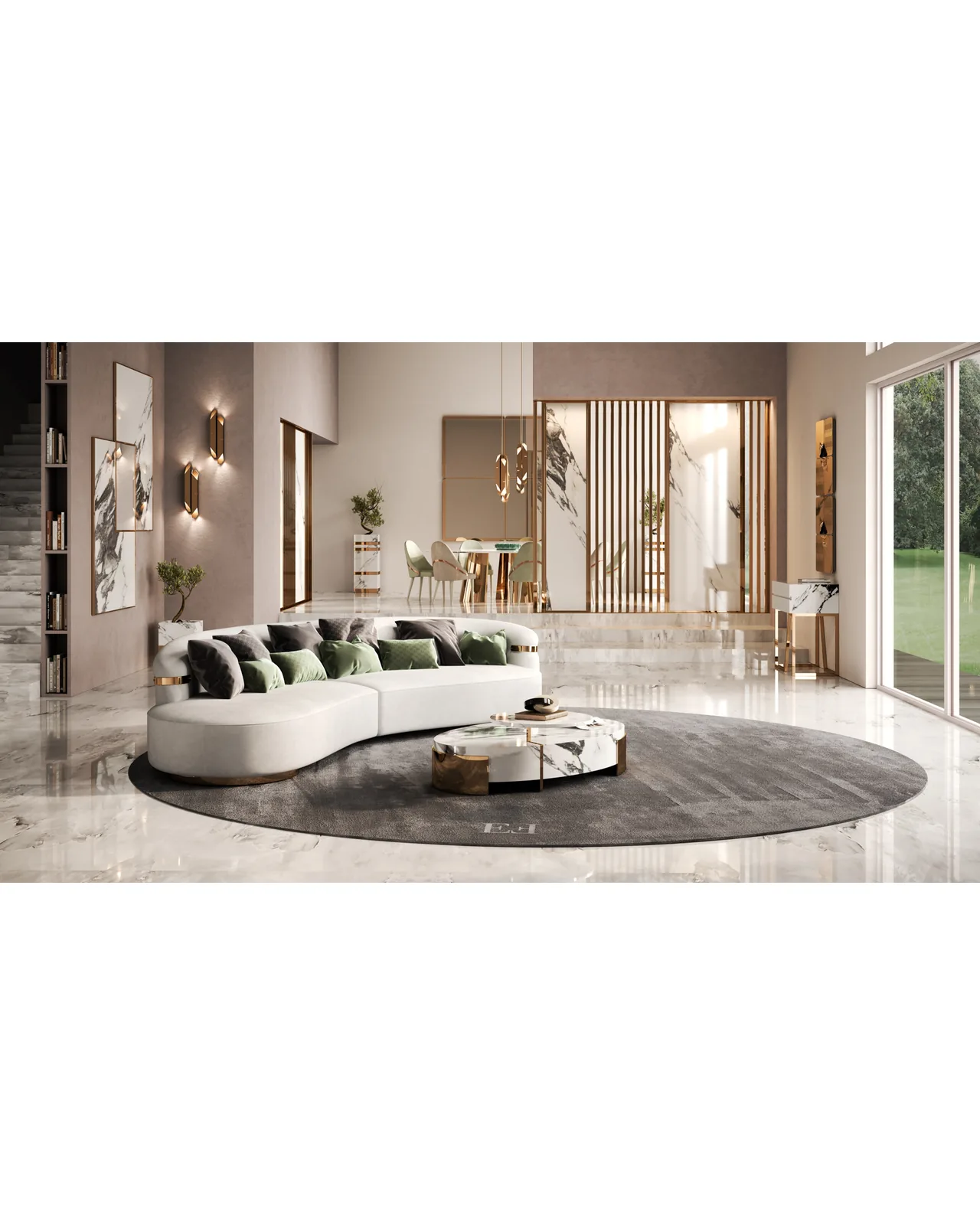 Florite Pouf by Epoque, Exence Expanse collection, luxury Italian pouf in a contemporary living room interior, photo 3 of 3