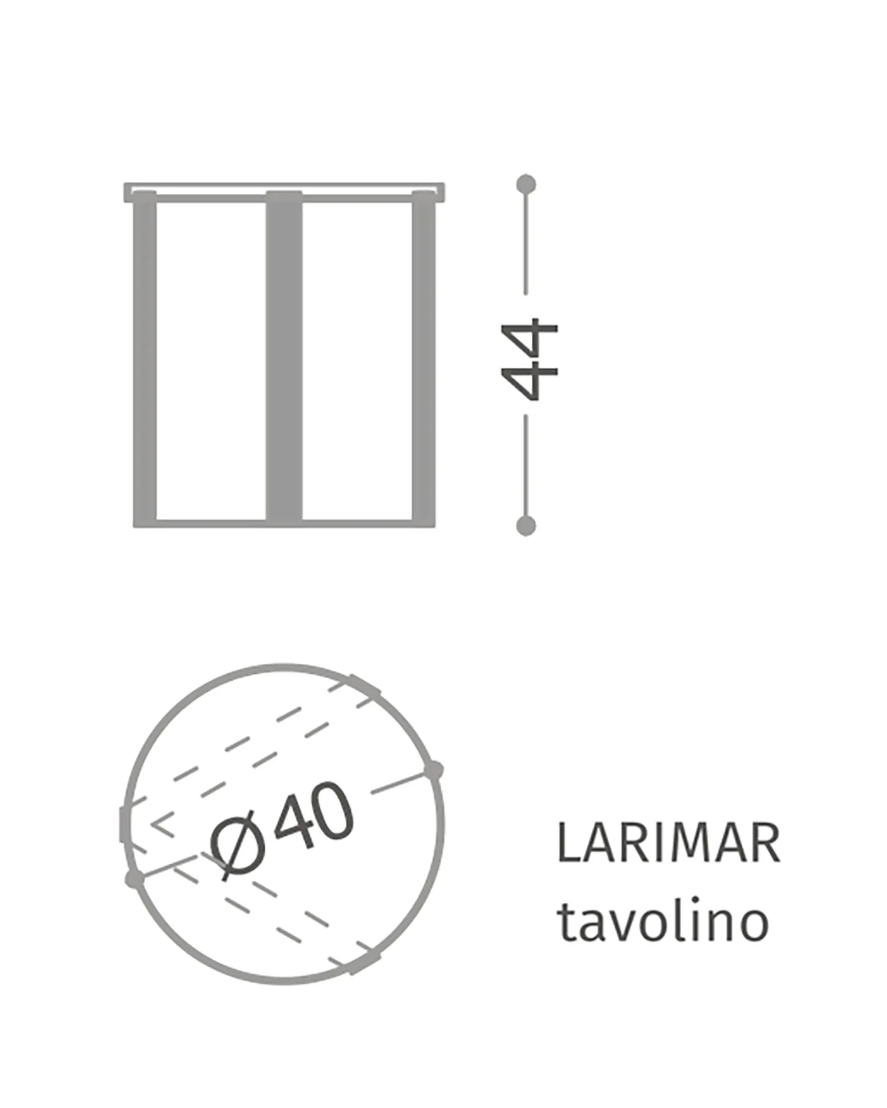 Larimar Side Table by Epoque, Exence collection, side table technical drawing with dimensions, photo 3 of 3