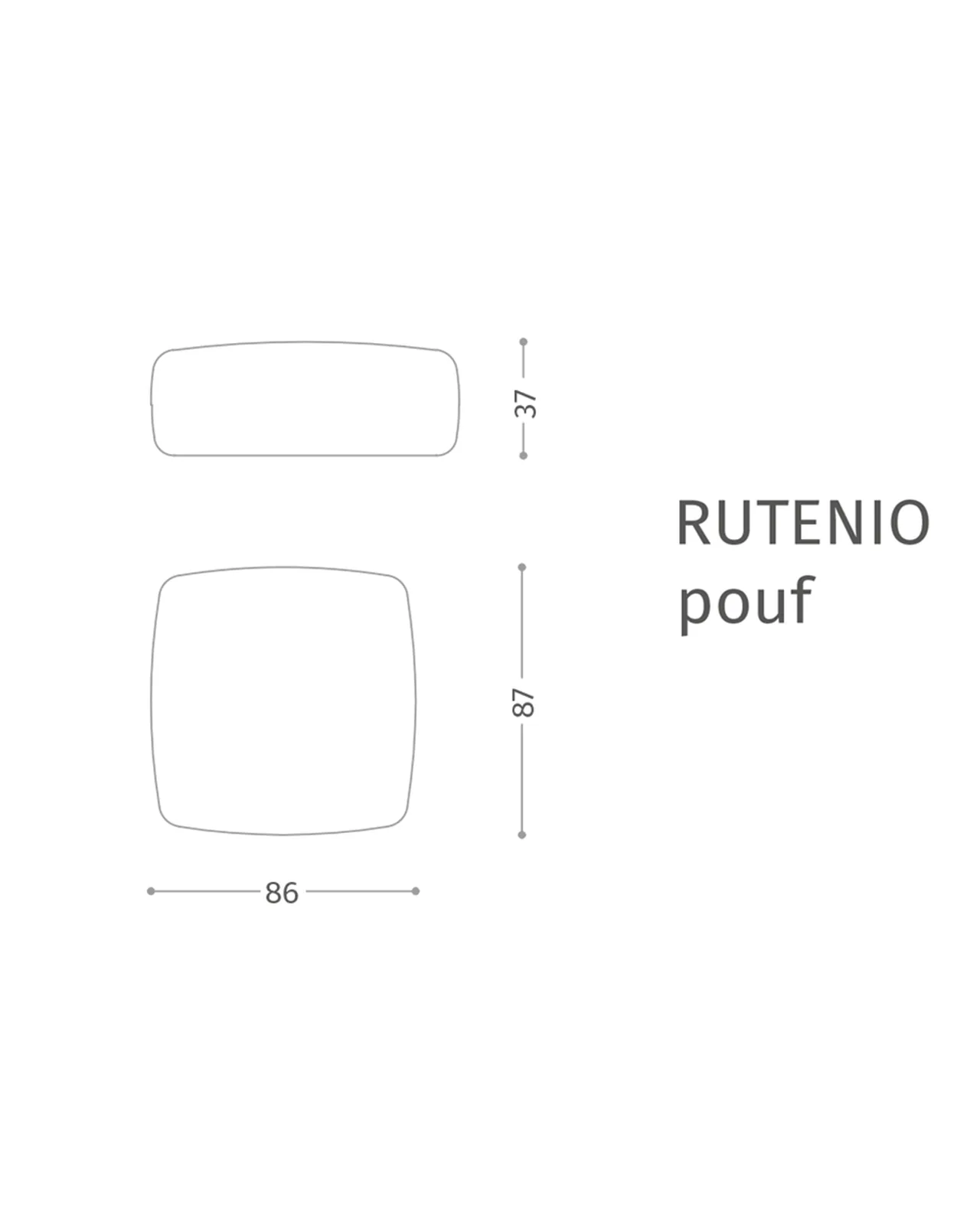 Rutenio Pouf by Epoque, Exence collection, pouf technical drawing with dimensions, photo 4 of 4