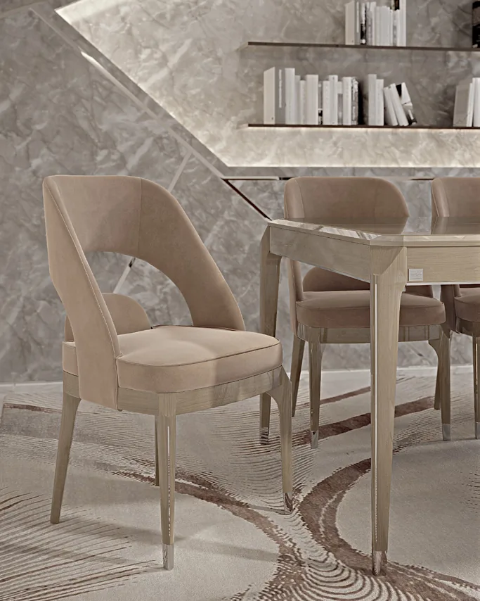 Icon Dining Chair, Dining Room Furniture, in Canaletto walnut, contemporary style, by Francesco Pasi