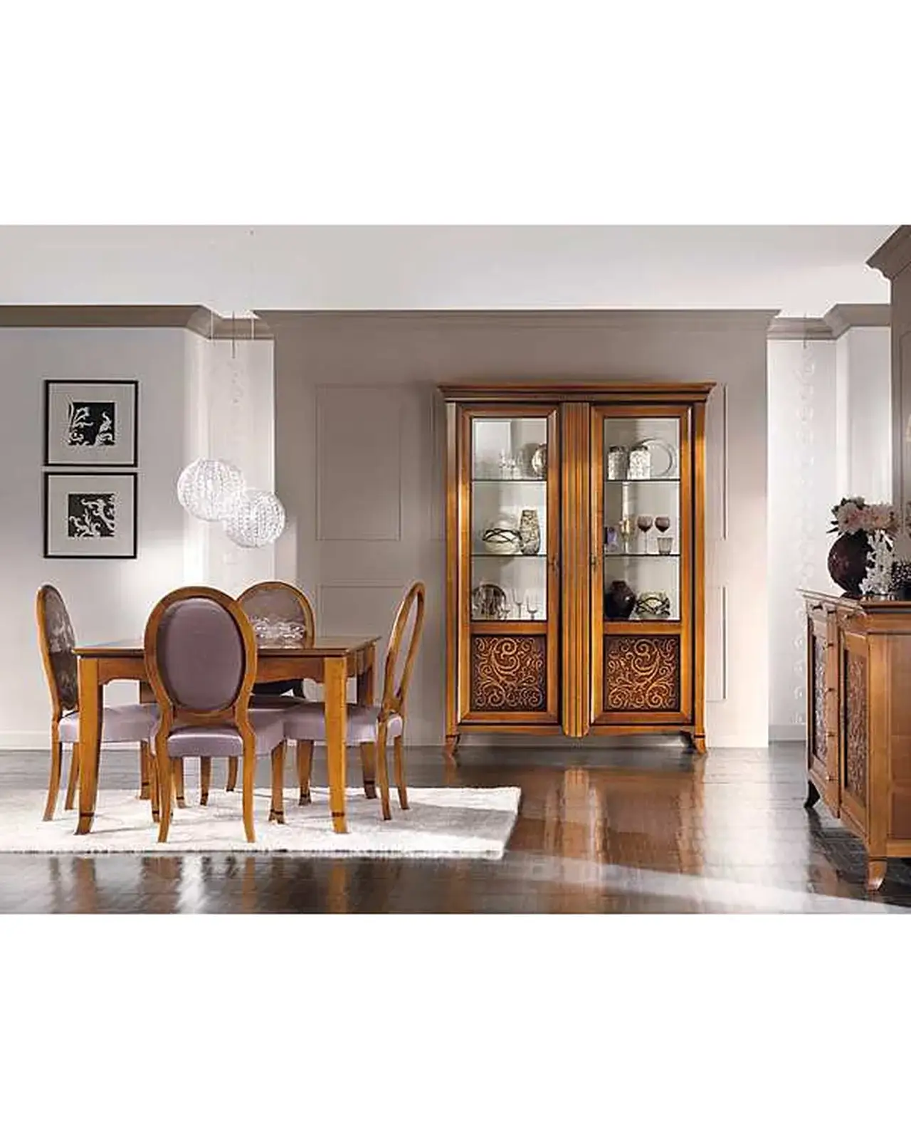 New Deco Bicolor Showcase Cabinet – hand-carved wood panel detail, Francesco Pasi New Decò