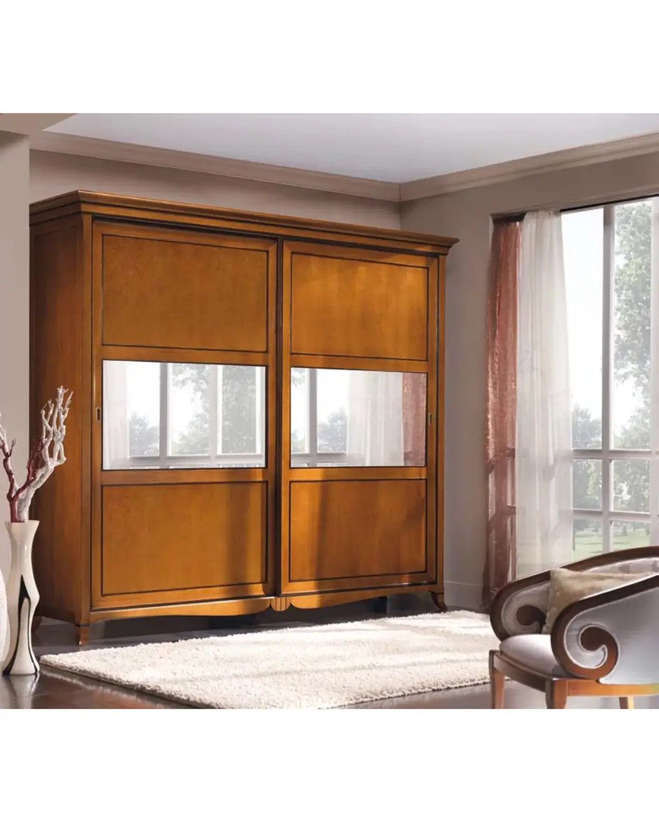 New Deco Wardrobe with Bronze Mirror by Francesco Pasi, art deco furniture for the bedroom