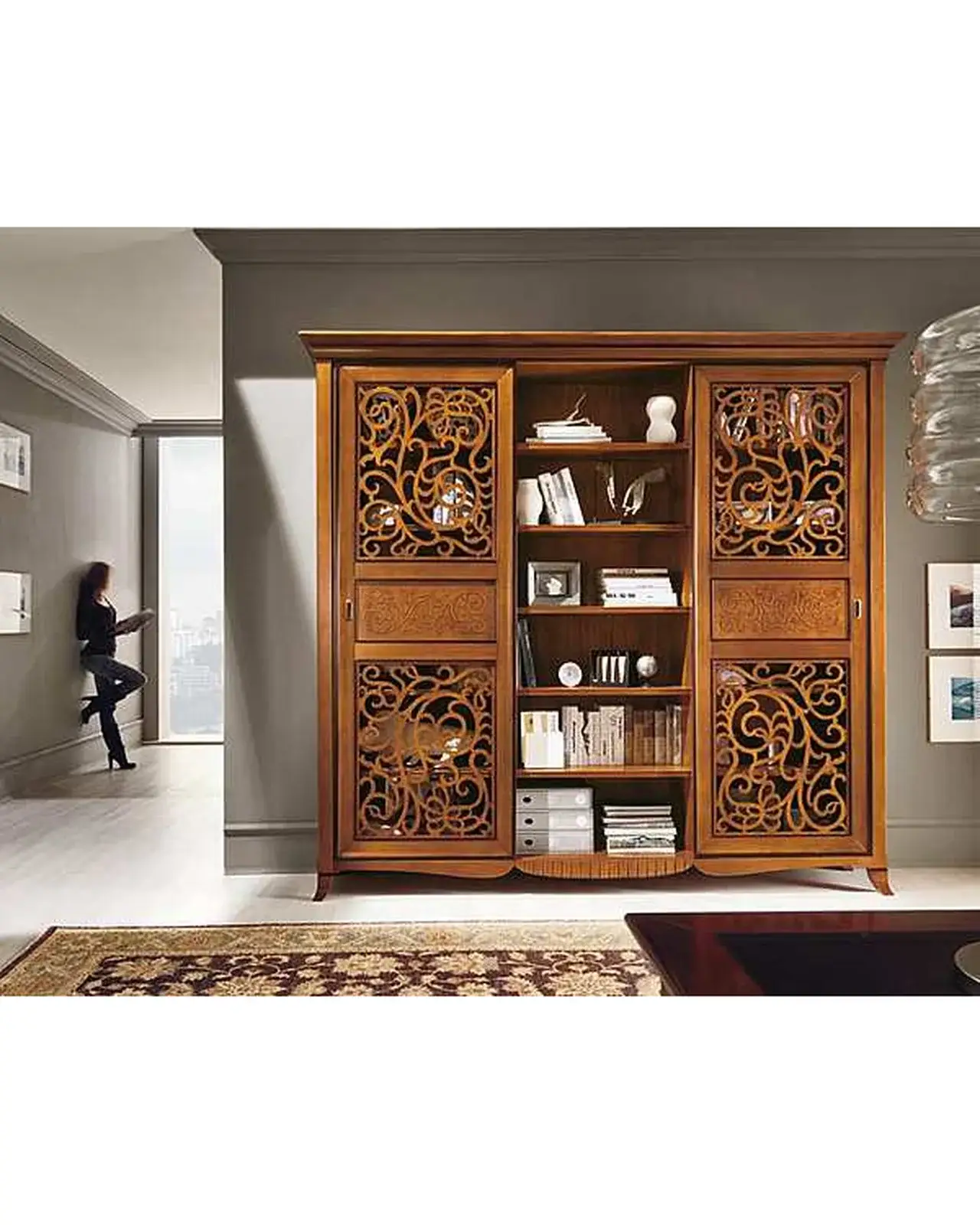 New Deco Bookcase, Sliding Fretwork Doors, photo 2 of 2