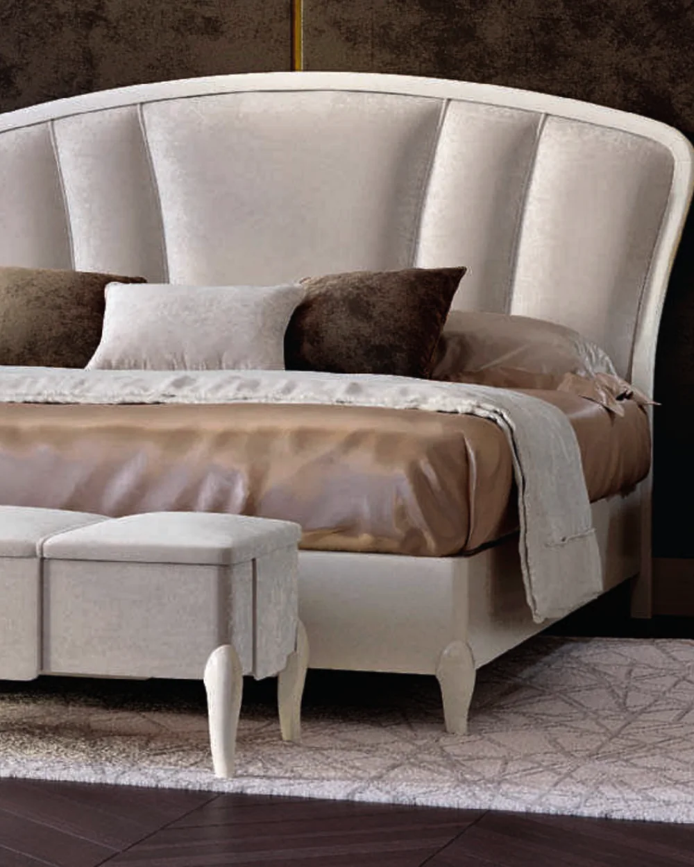 Letto ad arco Ocean, telaio in legno, gambe lisce di Francesco Pasi, in ambiente, foto 1 di 2
