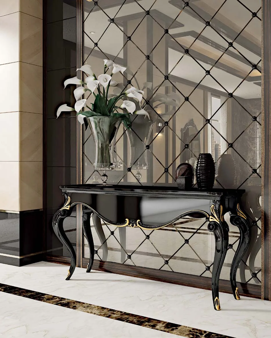 Opera Console with Marble Top by Francesco Pasi, Veneto carved furniture for the living room