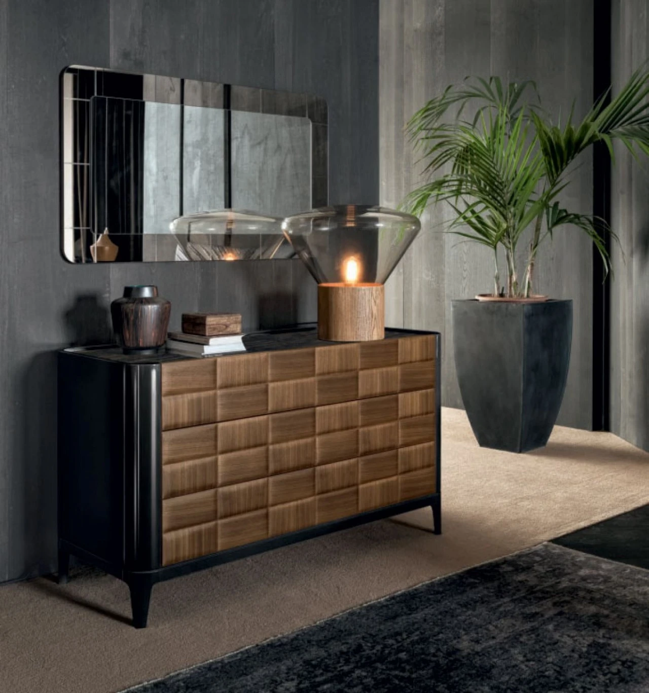 Dama dresser with drawers, from a modern bedroom collection made in Italy