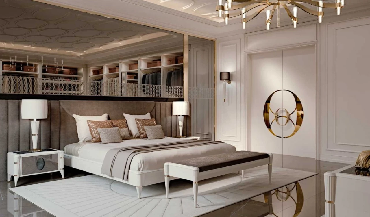Ellipse upholstered bed 9060, modern bedroom furniture made to order in Italy